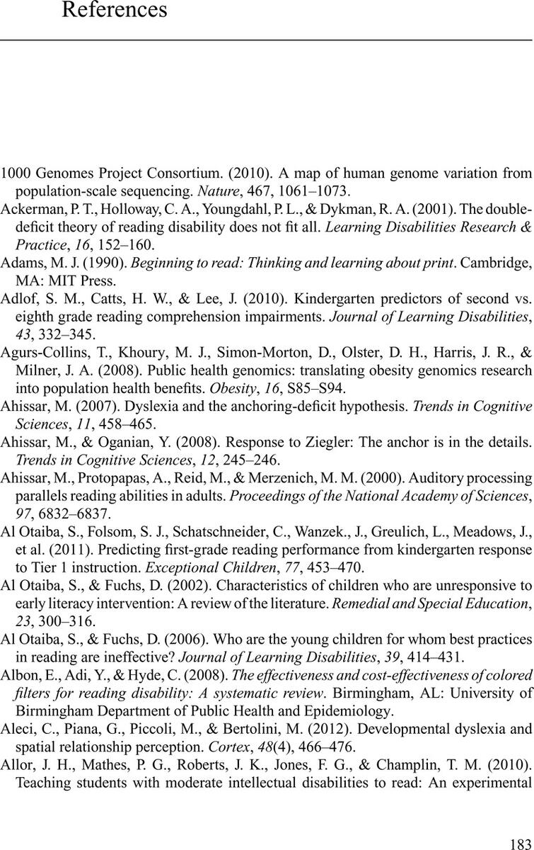 References The Dyslexia Debate