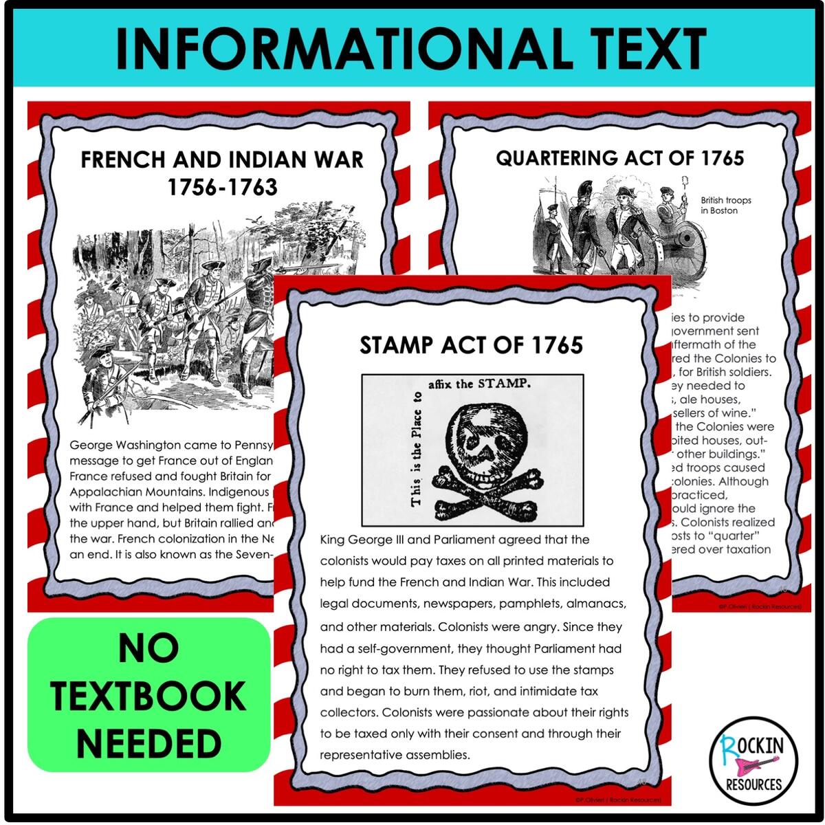 Revolutionary War Causes Unit Rockin Resources History Practical Pages