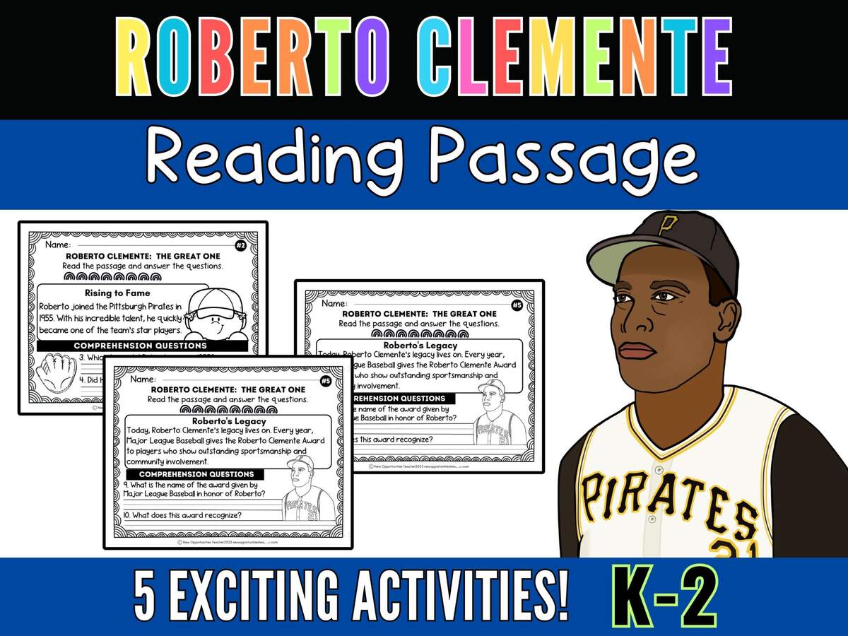 Roberto Clemente Reading Passage K 2 Hispanic Heritage Digital Download Etsy