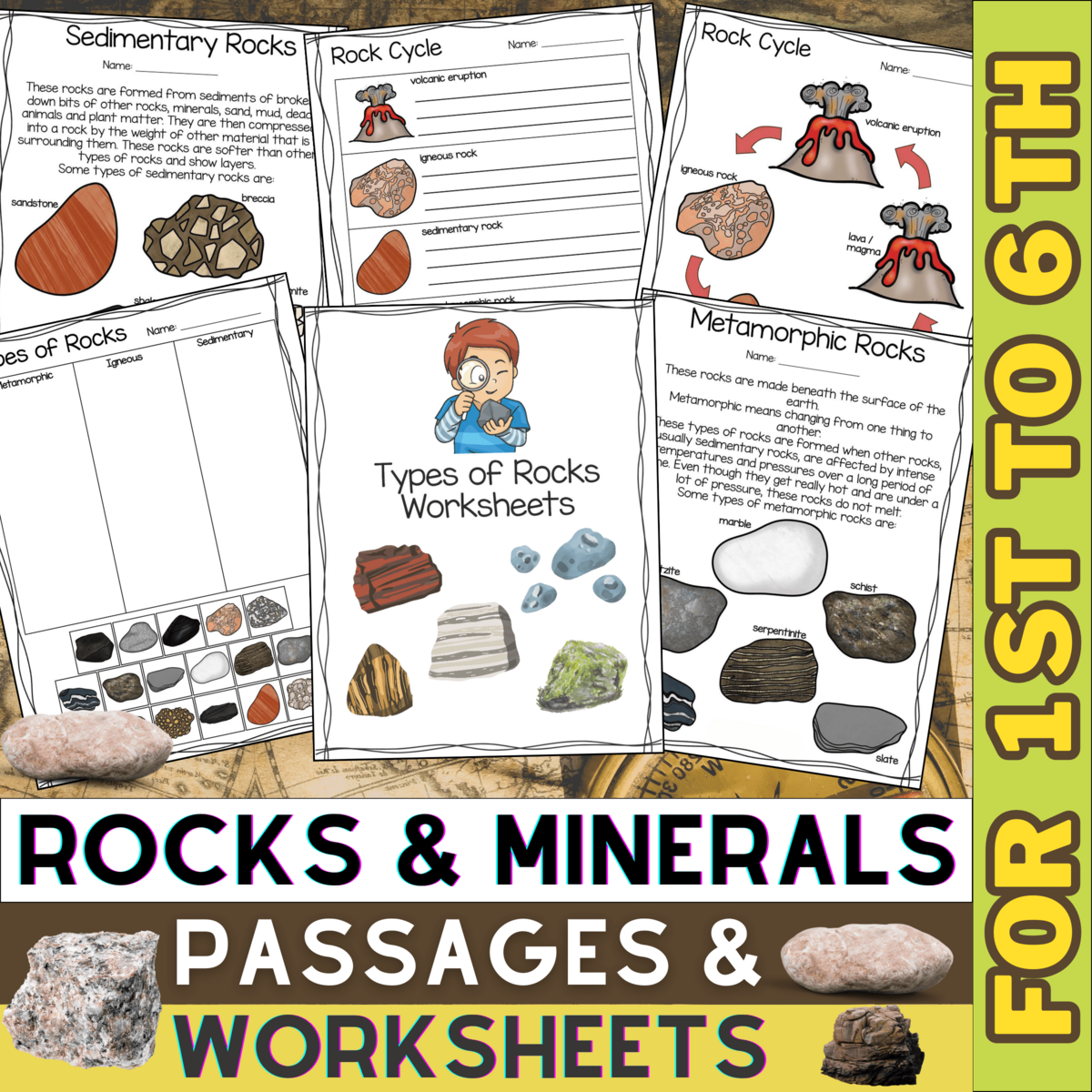 Rocks And Minerals Passages Worksheets Types Of Rocks Rock Cycle Activity Made By Teachers