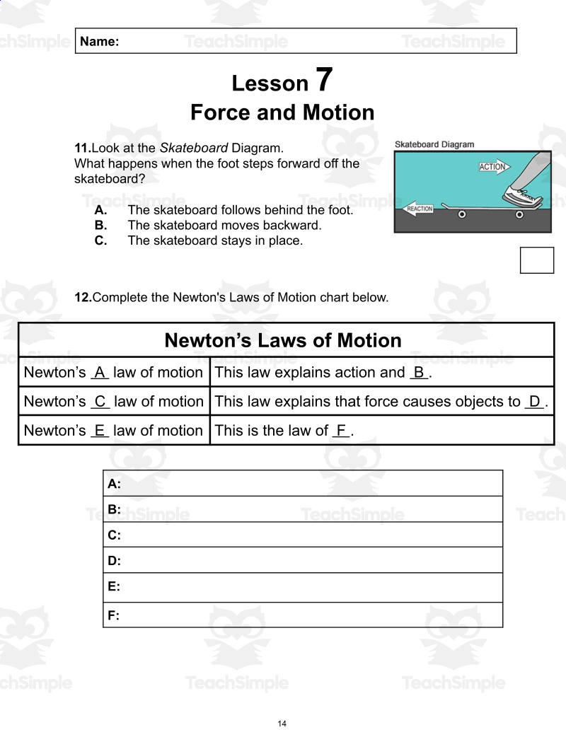 Science Reading Passage 7 Force And Motion PDF By Teach Simple