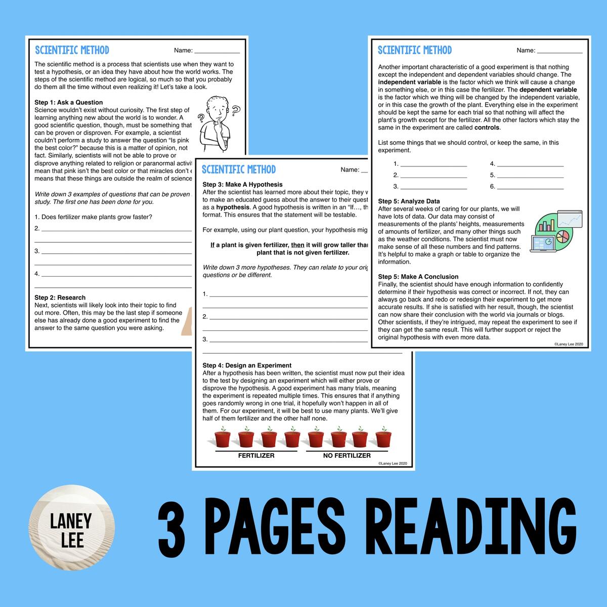 Scientific Method Reading Comprehension Worksheets Laney Lee
