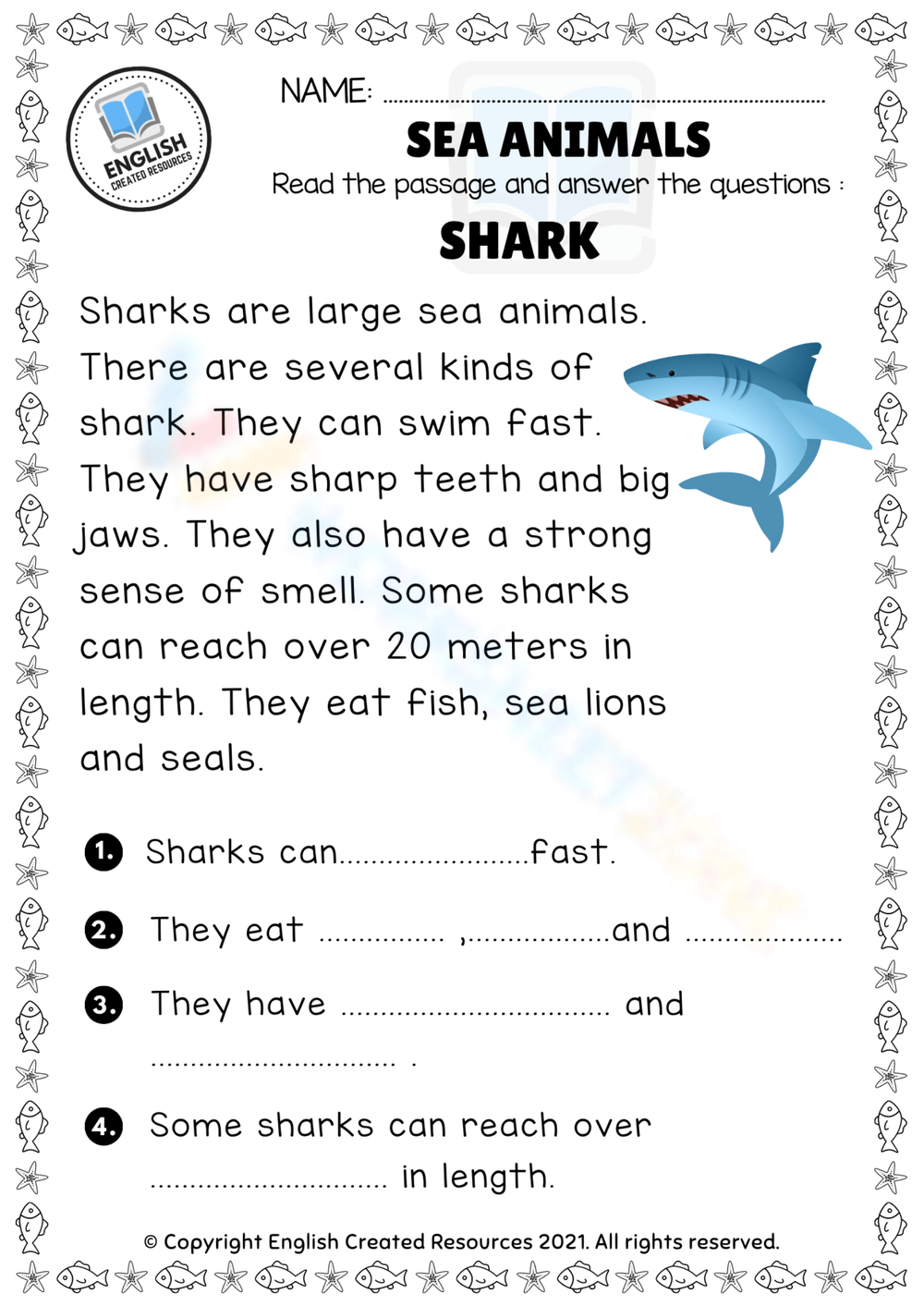Sea Animals Reading Comprehension Worksheets Printable Sea Animals Reading Comprehension Worksheets Printable