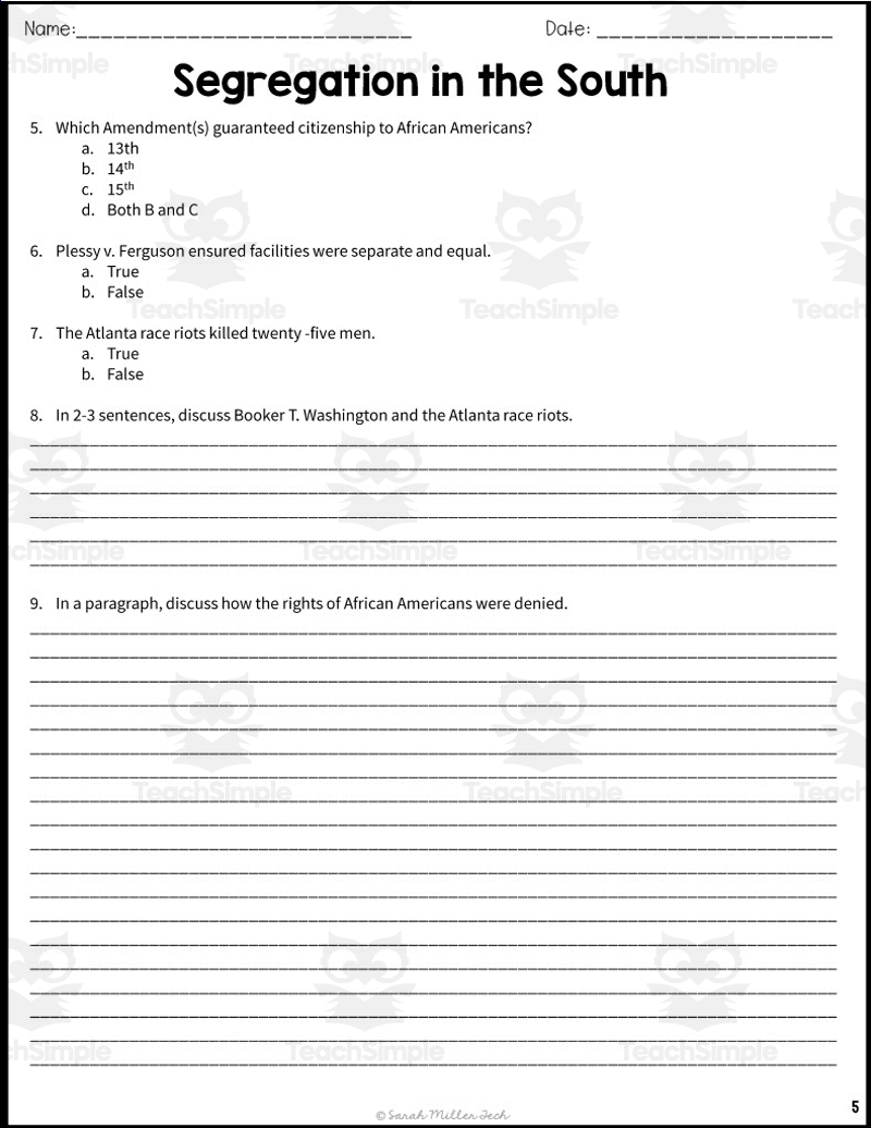 Segregation In The South Reading Packet By Teach Simple Segregation In The South Reading Packet By Teach Simple