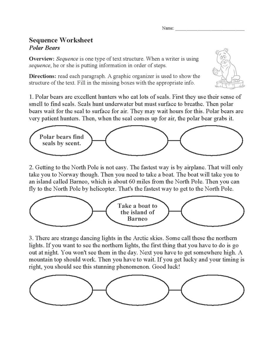 Sequence Worksheet Text Structure Activity