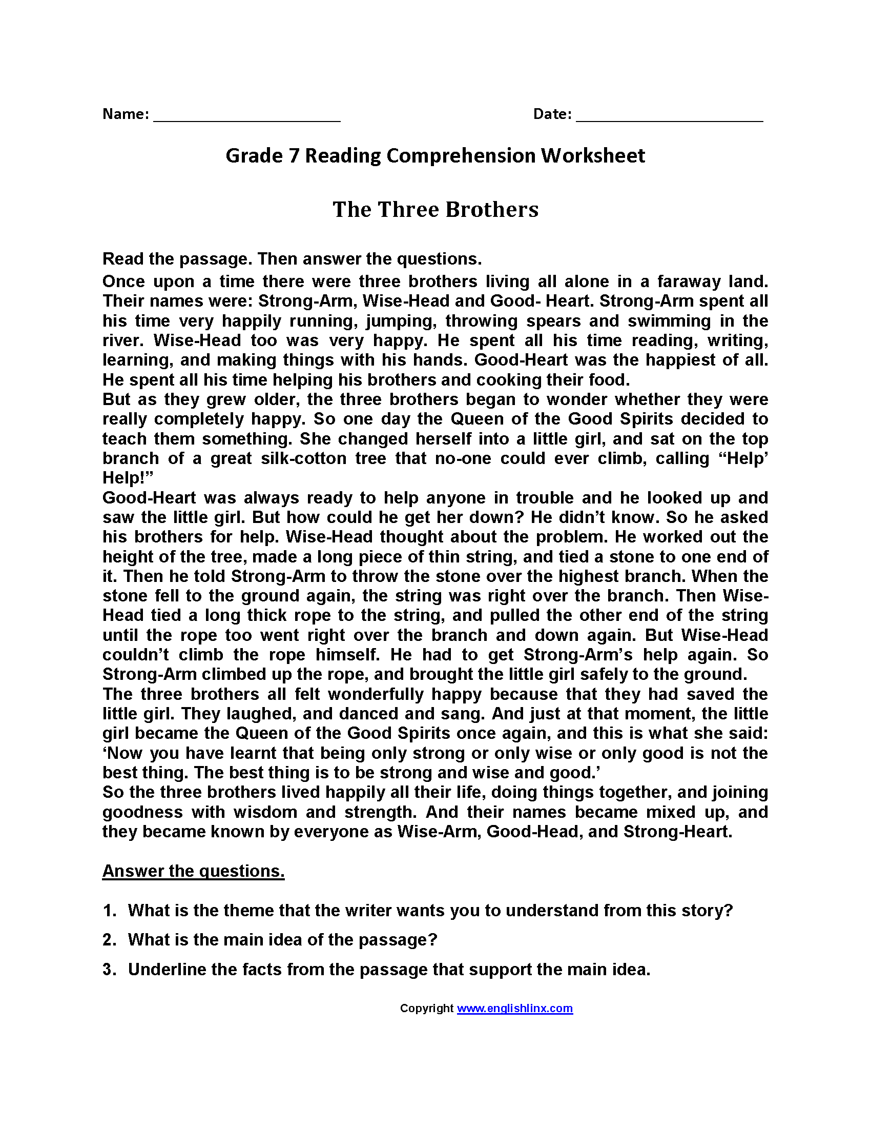Seventh Grade Reading Worksheets Vocabulary Fluency Practice 16 Comprehension Reading English Worksheets Free PDF At Worksheets Library