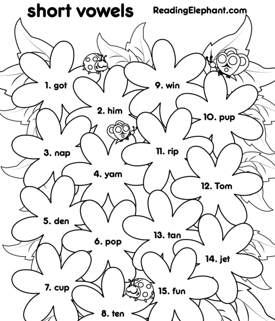 Short Vowel Worksheets For Kindergarten Flowers Pdf Reading Elephant Long And Short Vowel Sounds Worksheet Free Printable Digital PDF
