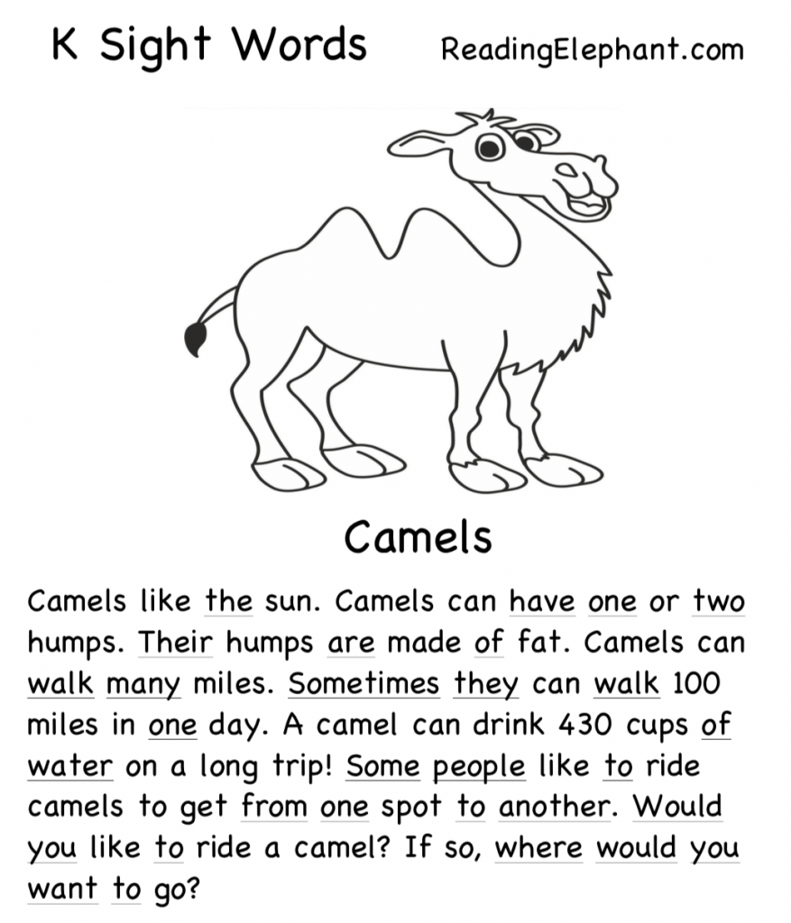 Sight Word Stories PDF Reading Elephant Reading Comprehension Worksheet Free Printable Digital PDF
