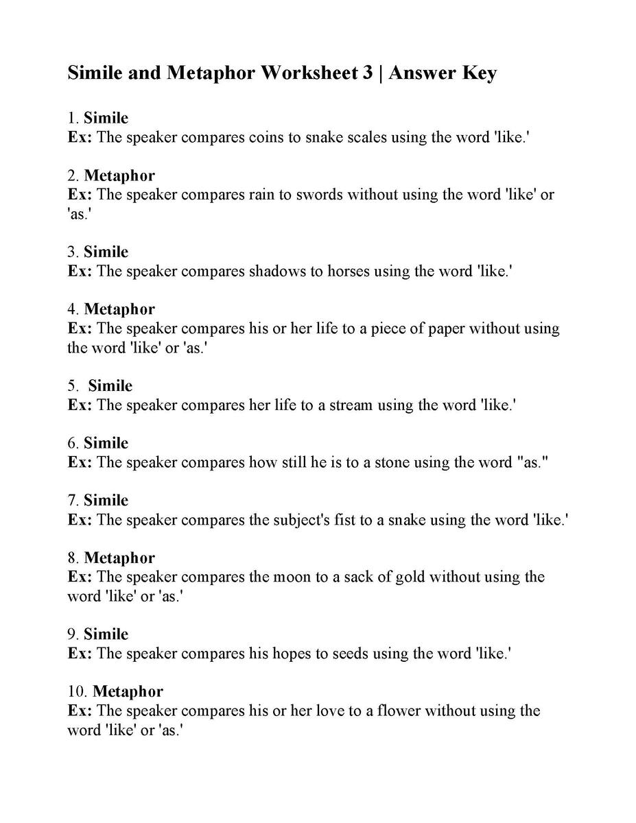 Simile And Metaphor Worksheet 3 Figurative Language Activity Simile And Metaphor Worksheet 3 Figurative Language Activity