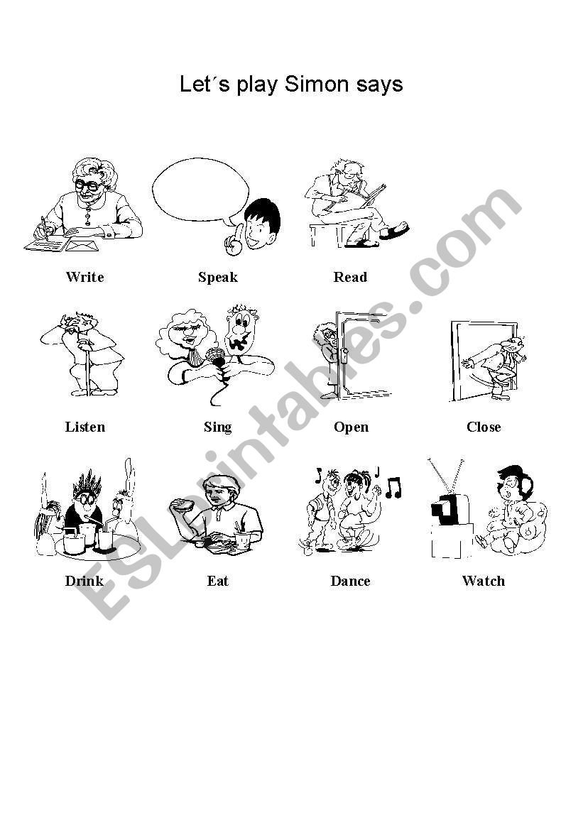 Things To Do Simon Says ESL Worksheet By Pituf