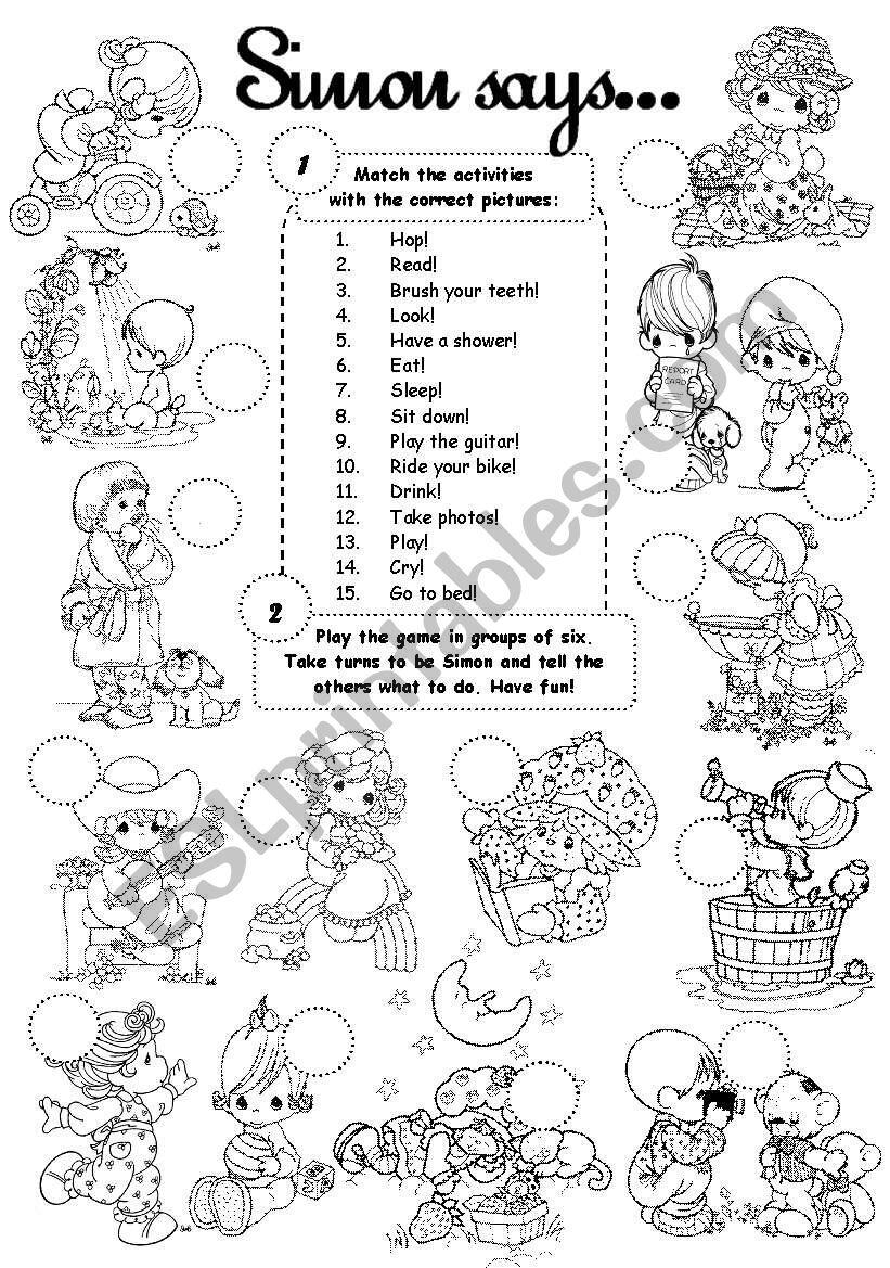 Simon Says Imperatives ESL Worksheet By Gabitza
