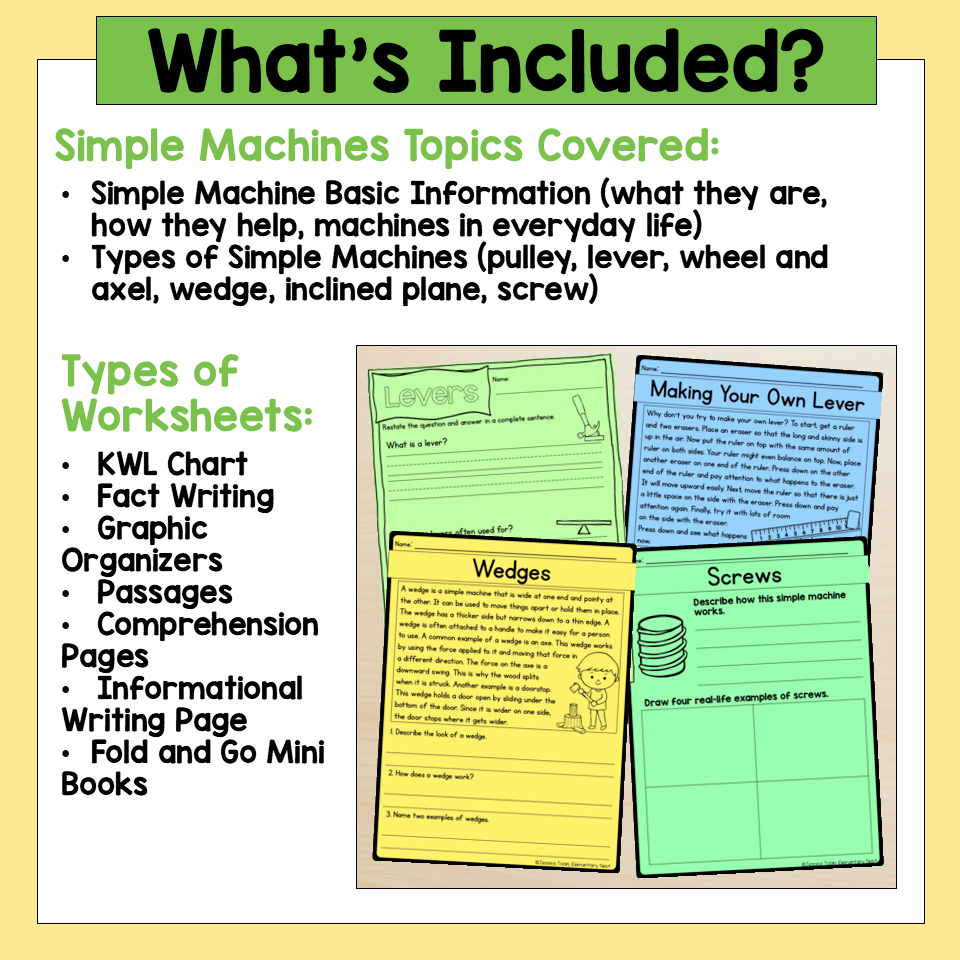 Simple Machines Reading Passages And Worksheets Simple Machines Reading Passages And Worksheets
