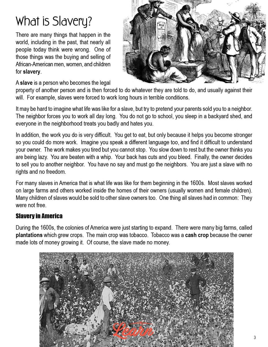 Slavery Worksheets Library