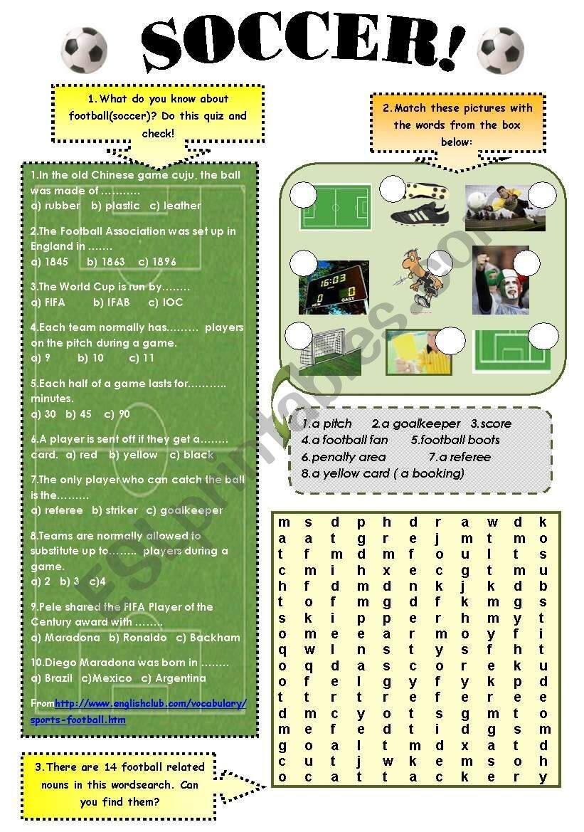 Football Reading Comprehension Worksheet Games4esl