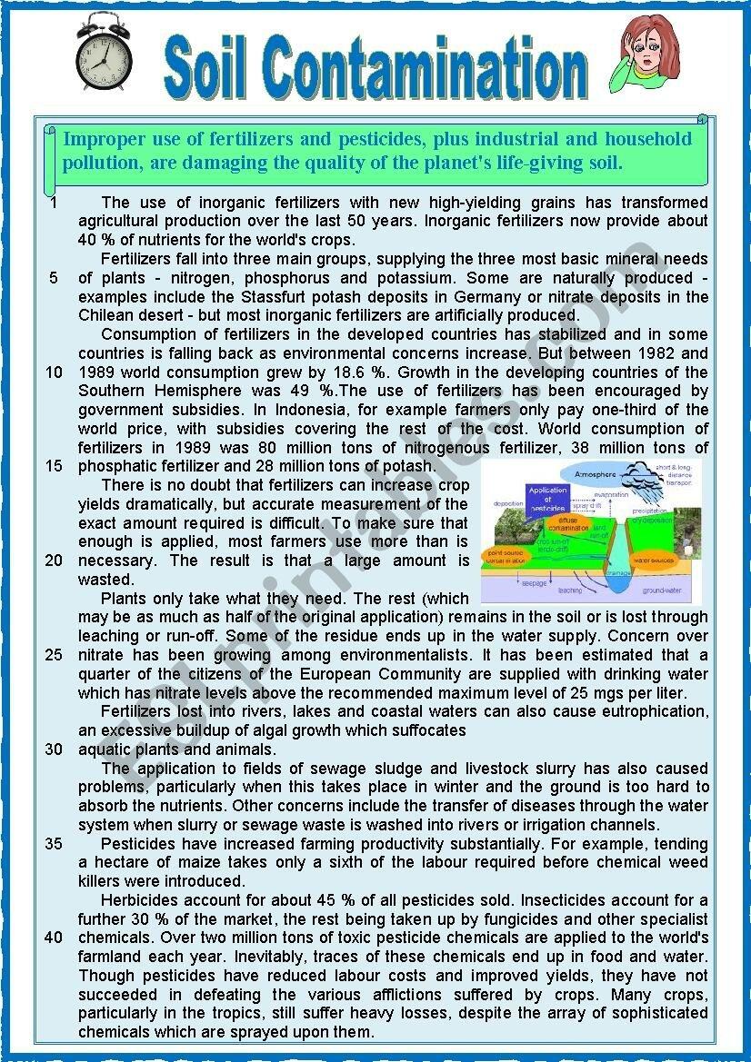 Soil Contamination READING Varied Comprehension Ex KEY ESL Worksheet By Karagozian Soil Contamination READING Varied Comprehension Ex KEY ESL Worksheet By Karagozian