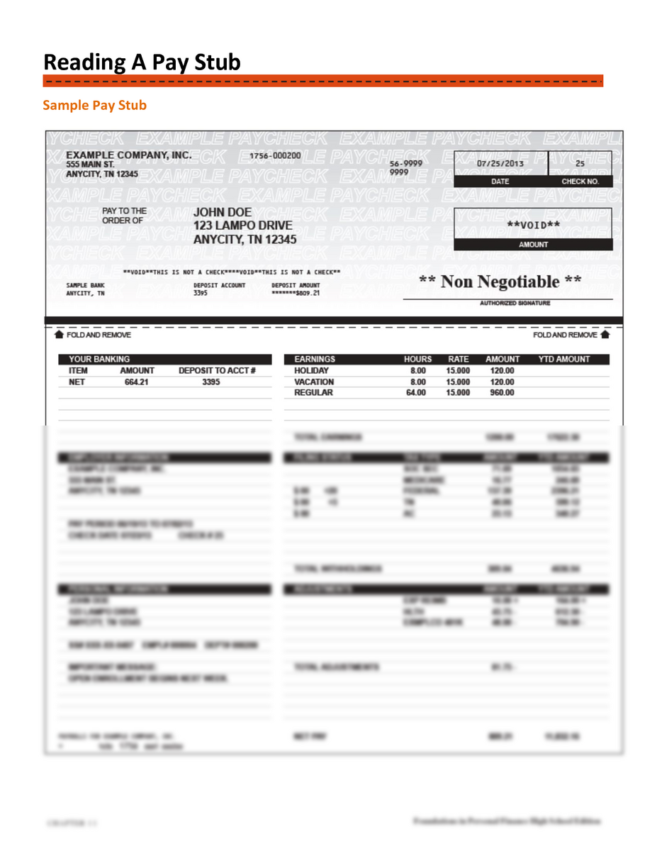 SOLUTION Reading Pay Stub Studypool Worksheets Library
