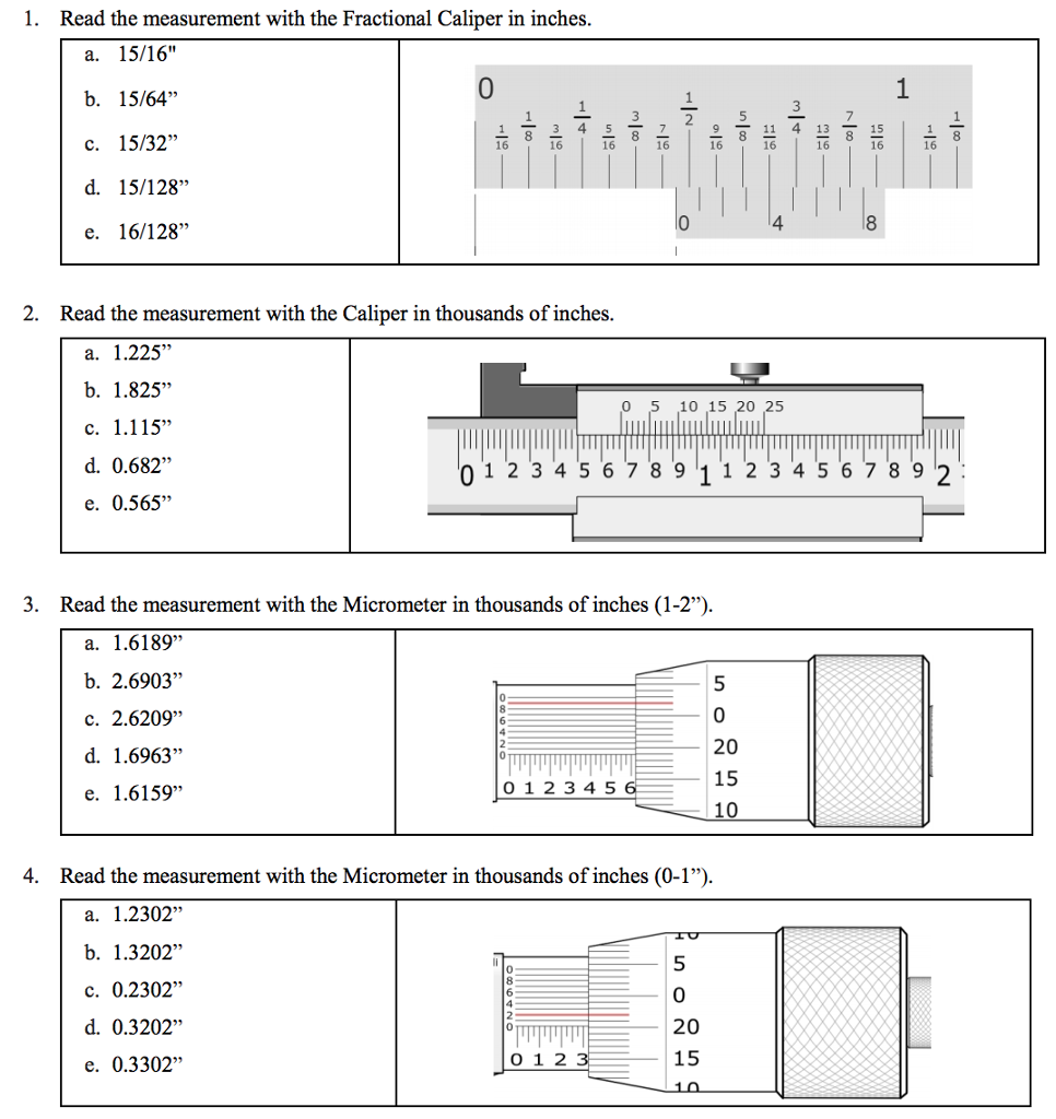 Solved 1 Read The Measurement With The Fractional Caliper Chegg Solved 1 Read The Measurement With The Fractional Caliper Chegg