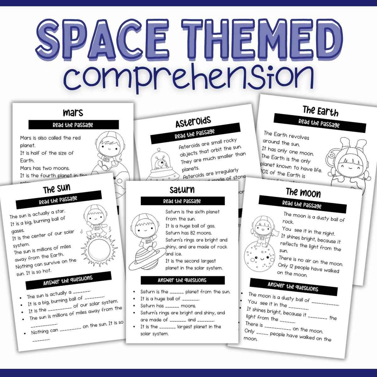 Space Themed Comprehension Worksheets A Toddler With A Pencil