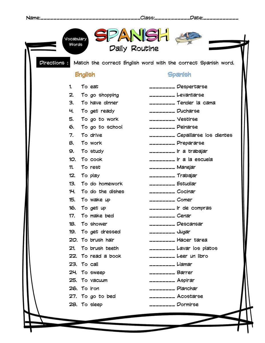 17 English And Spanish Worksheet Family Free PDF At Worksheeto