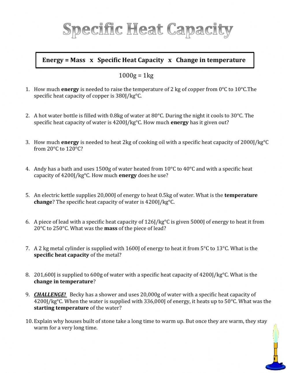 Specific Heat Capacity Worksheet Practice Problems And Solutions Specific Heat Capacity Worksheet Practice Problems And Solutions