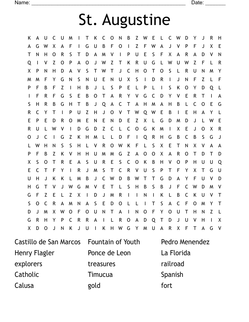 St Augustine Word Search WordMint