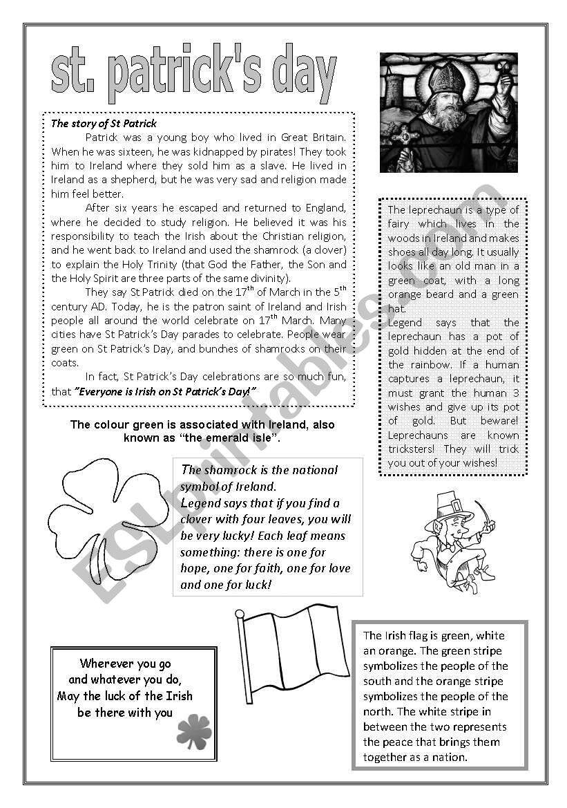 St Patrick S Day Handout ESL Worksheet By Anast Mic St Patrick S Day Handout ESL Worksheet By Anast Mic