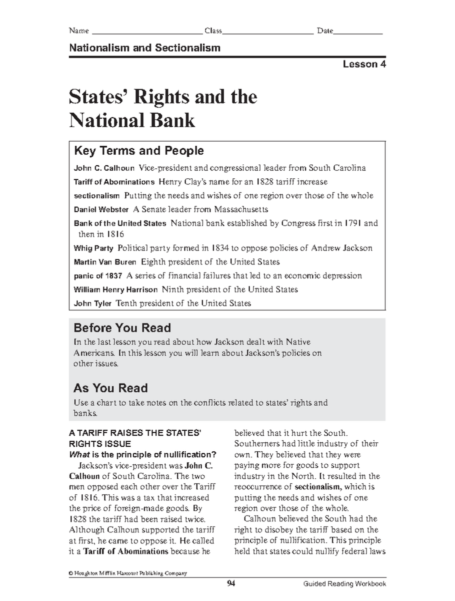States Rights And The National Bank Lesson 4 6 4 Studocu