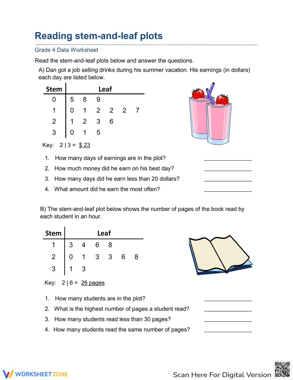 Stem And Leaf Plot Fill In The Blanks Worksheets Printable