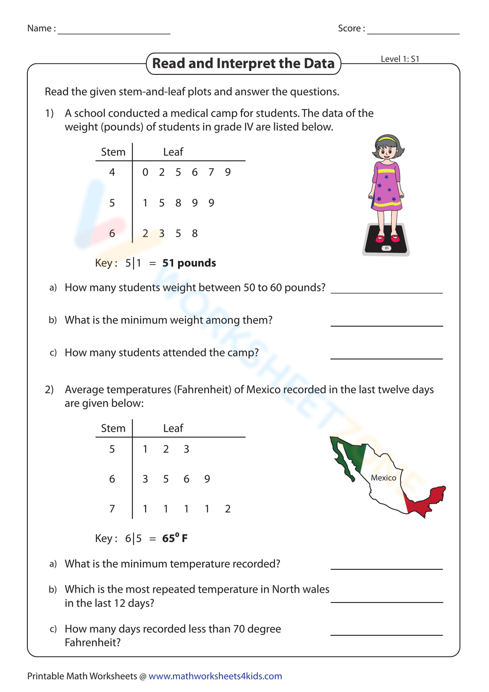 Stem And Leaf Plot Worksheets Printable Stem And Leaf Plot Worksheets Printable
