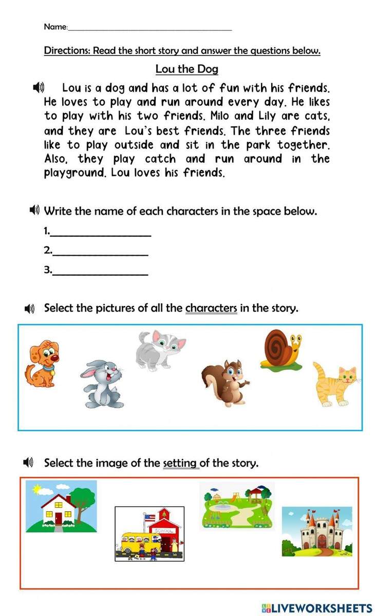 Story Elements Exercise For 1 3 Worksheets Library