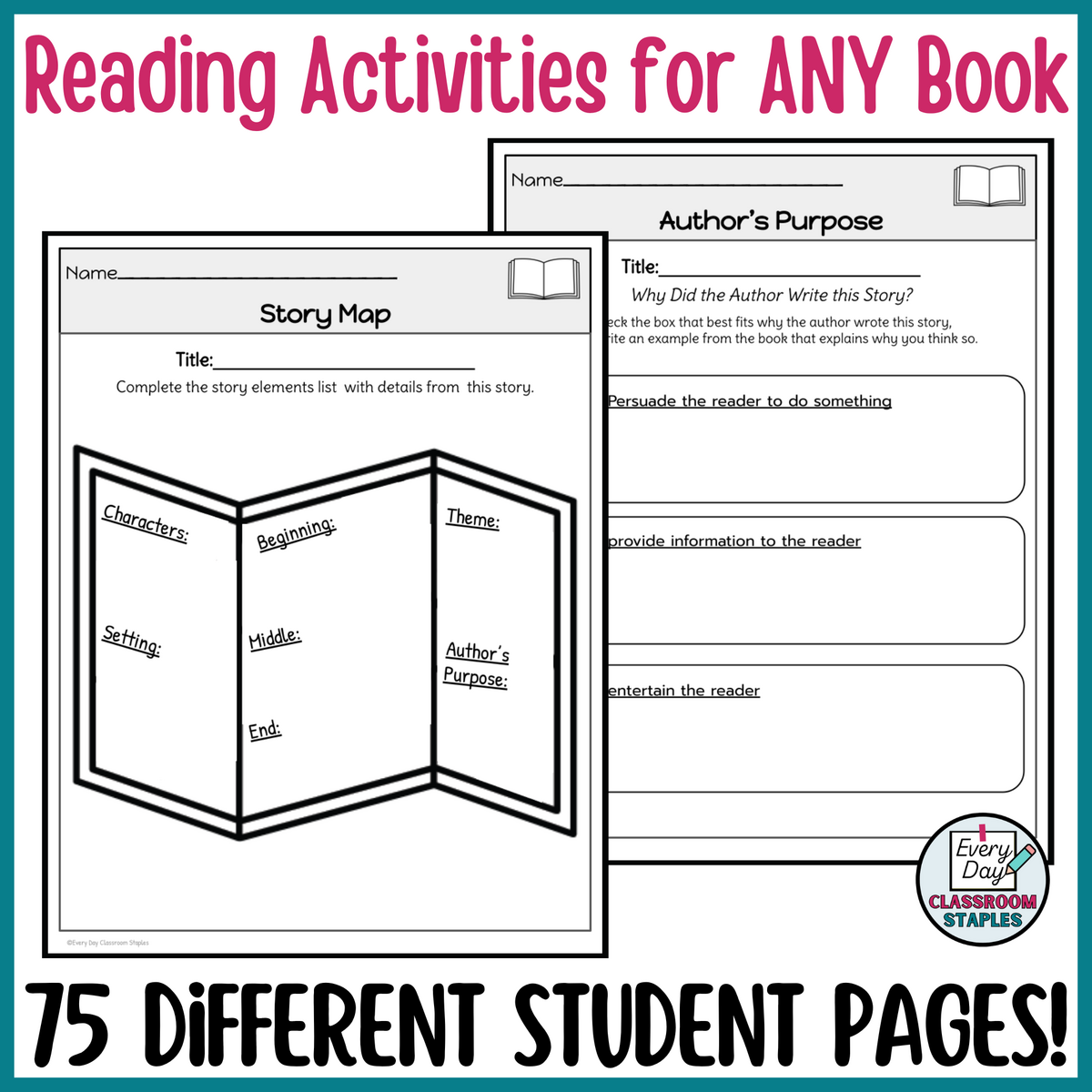Story Elements Reading Comprehension Worksheets Graphic Organizers For ANY Book Classful Story Elements Reading Comprehension Worksheets Graphic Organizers For ANY Book Classful
