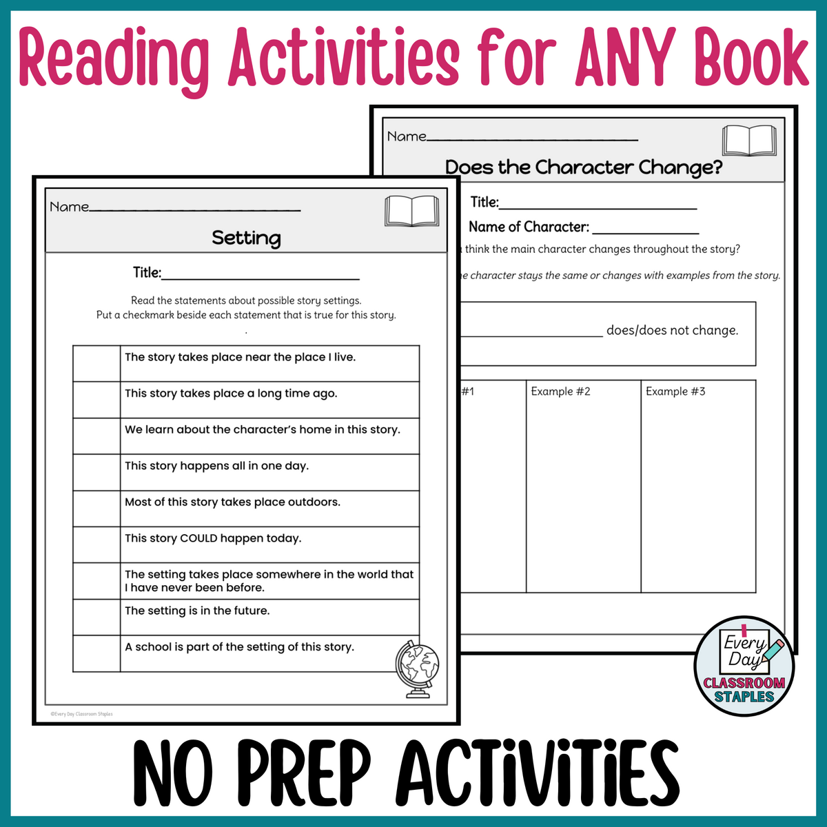 Story Elements Reading Comprehension Worksheets Graphic Organizers For ANY Book Classful Story Elements Reading Comprehension Worksheets Graphic Organizers For ANY Book Classful