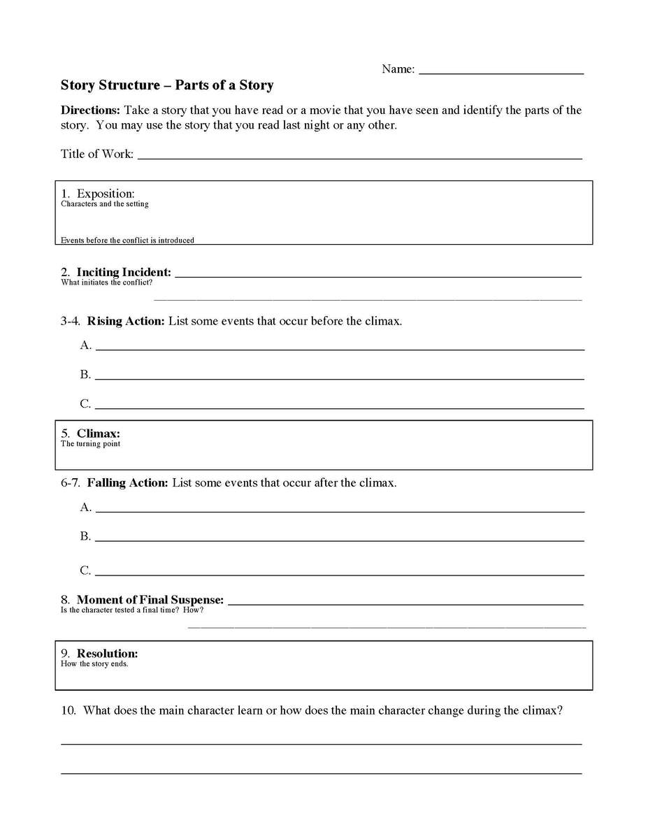 Grade 5 Story Elements Worksheets Printable