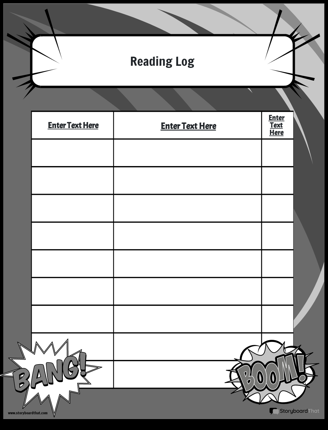Storyboard That Free Reading Log Templates For Students