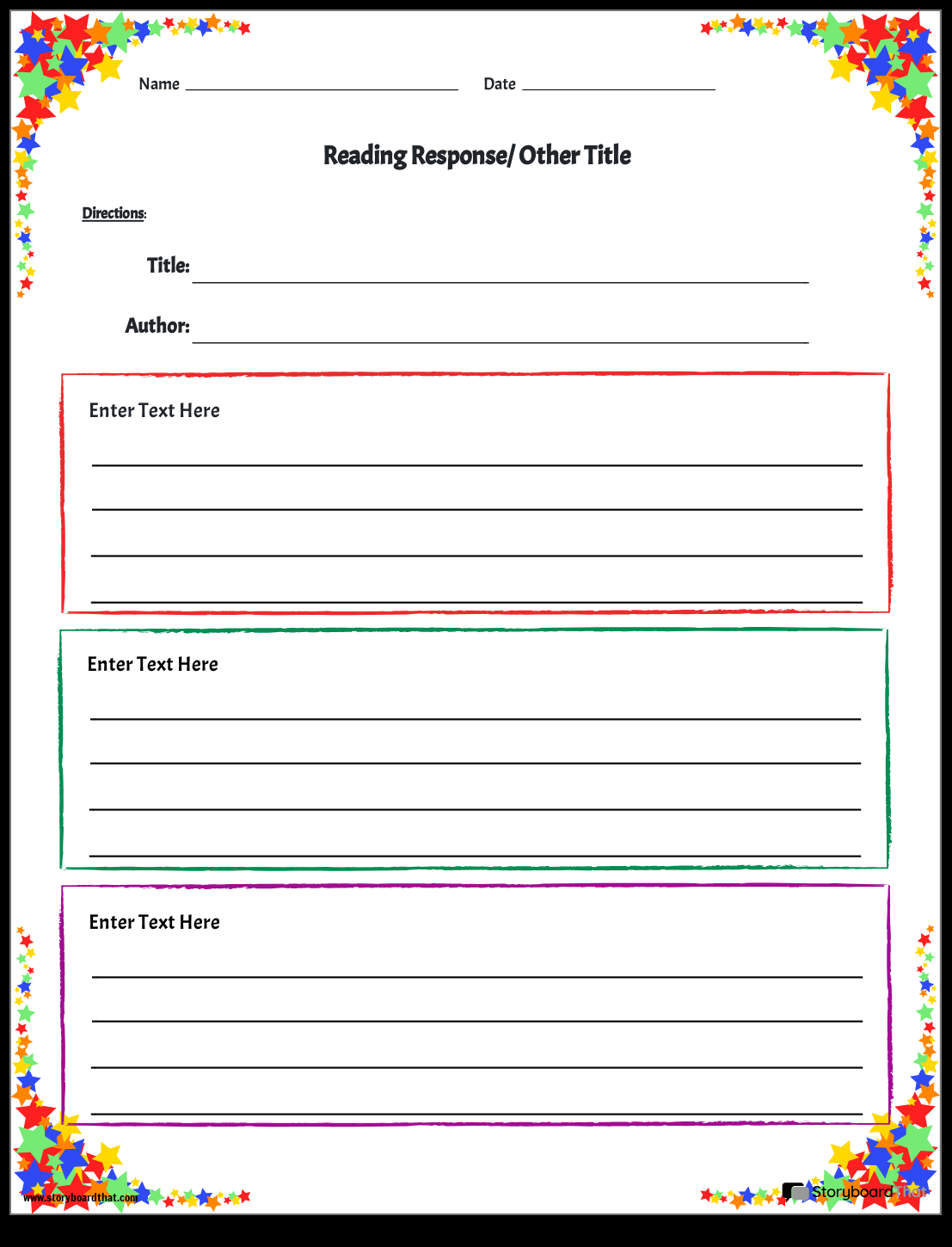 Storyboard That Reading Response Templates For Students Storyboard That Reading Response Templates For Students