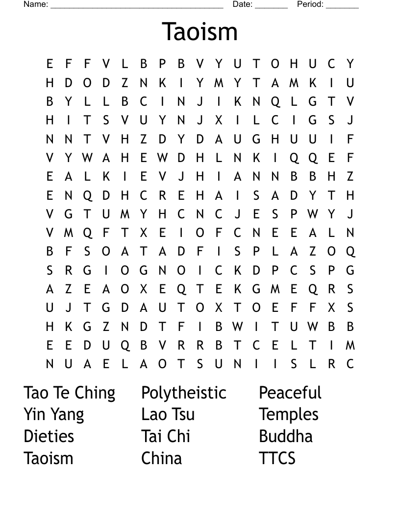 Taoism Word Search WordMint