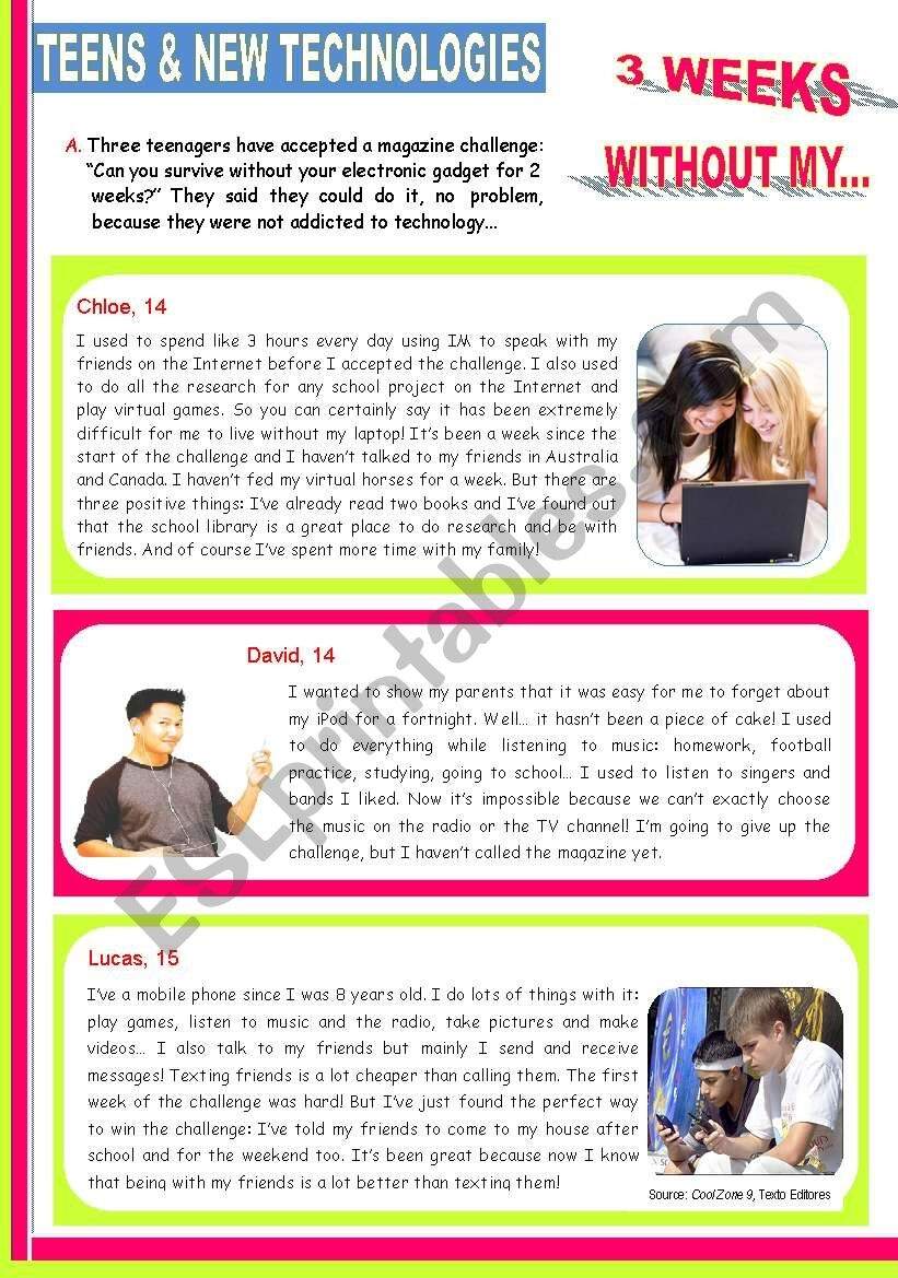 Teens And New Technologies Reading Comprehension For Upper Intermediate Students ESL Worksheet By Mena22 Teens And New Technologies Reading Comprehension For Upper Intermediate Students ESL Worksheet By Mena22