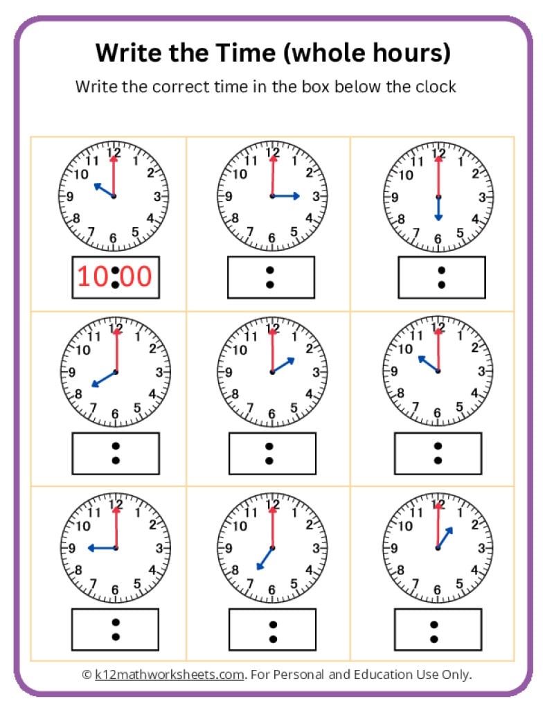 Free Printable Telling Time Worksheets Analog Clock Free Printables Lettering SVG Files Tools Apps