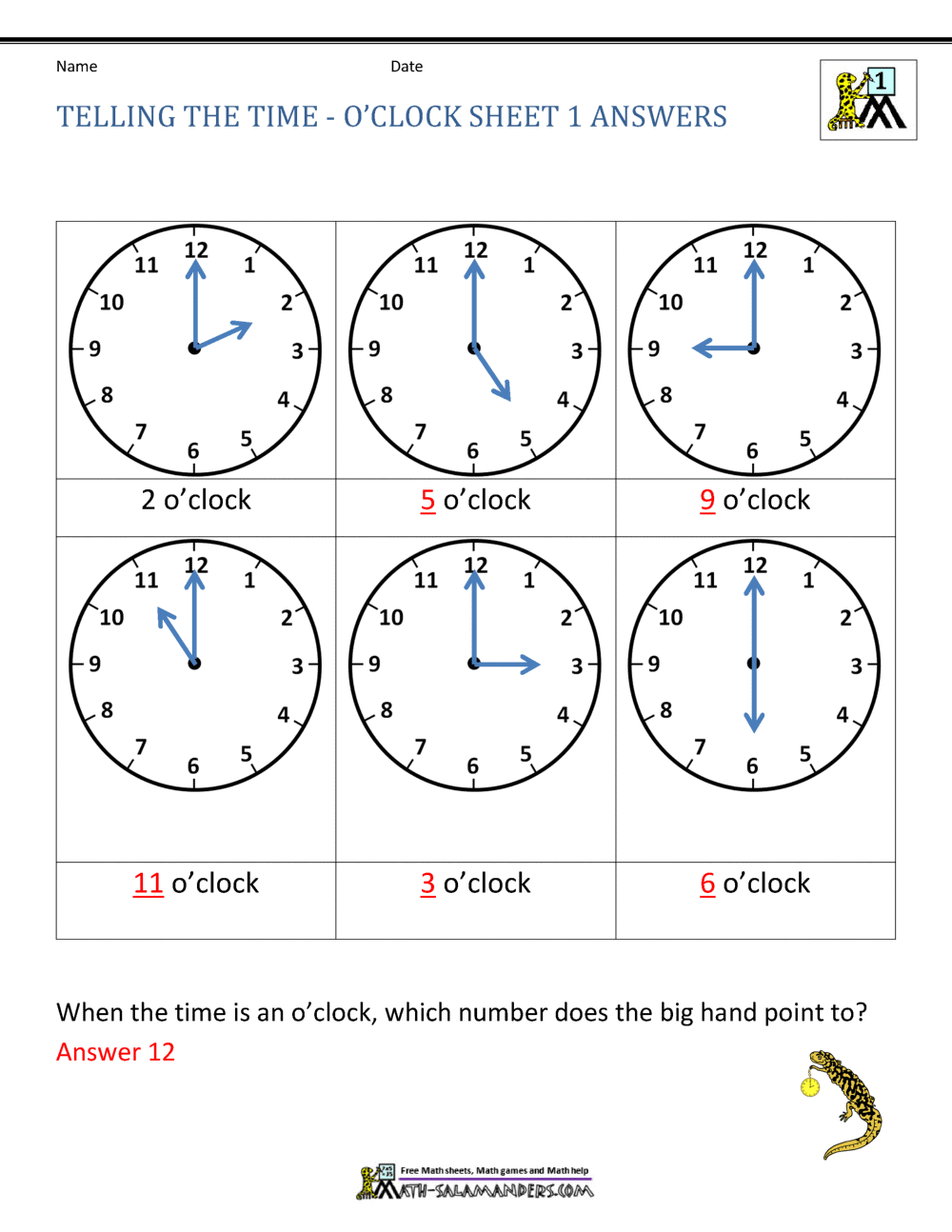 Telling Time Worksheets O Clock And Half Past Telling Time Worksheets