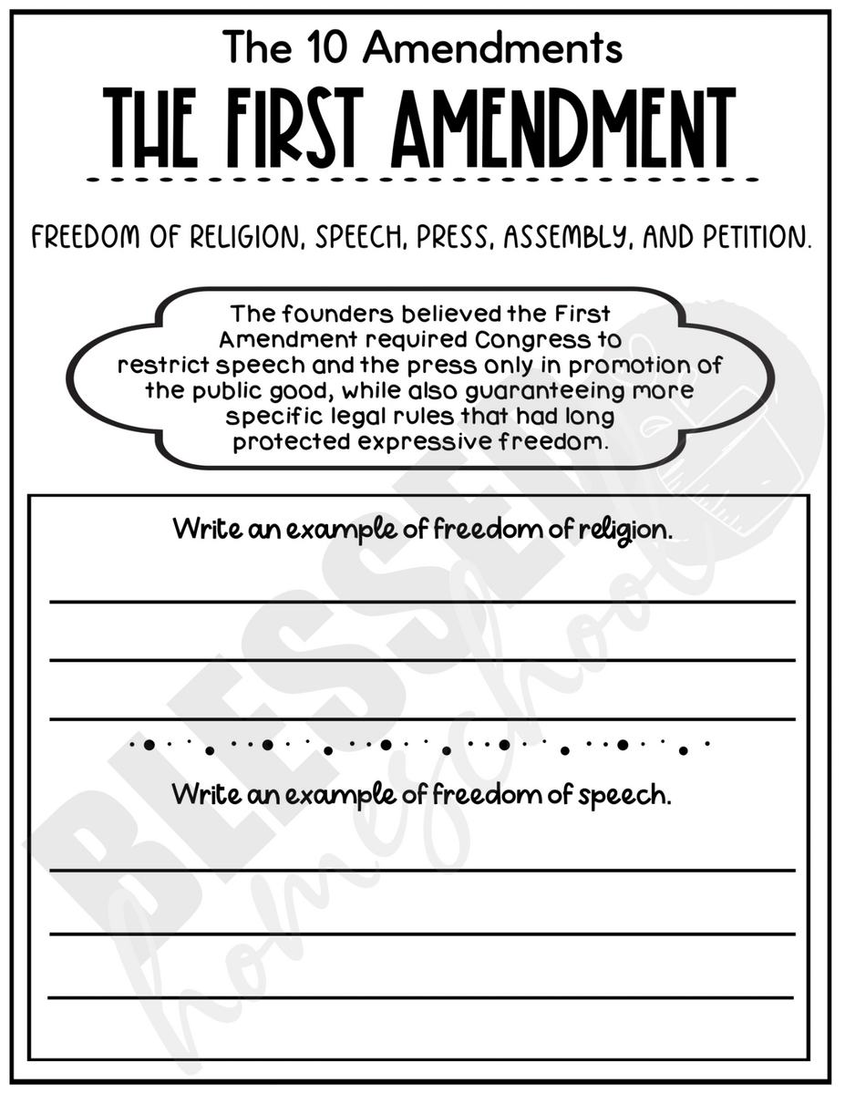 Ten Amendments Worksheets Learn About The 10 Amendments