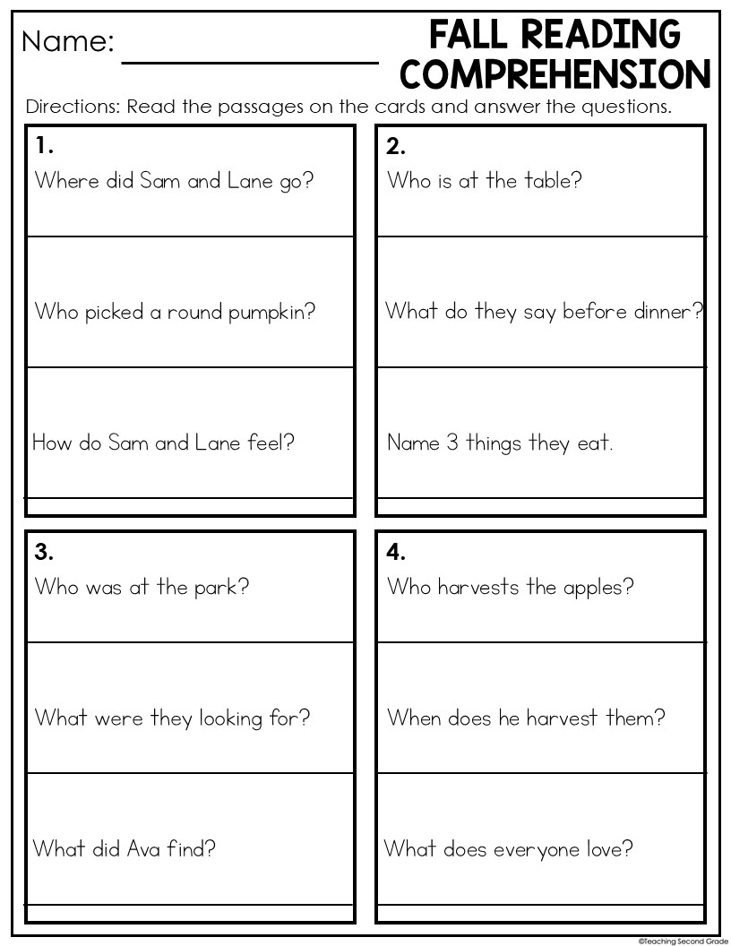Thanksgiving Reading Comprehension Center For 1st And 2nd Grade Fun Literacy Teaching Ideas Made Easy