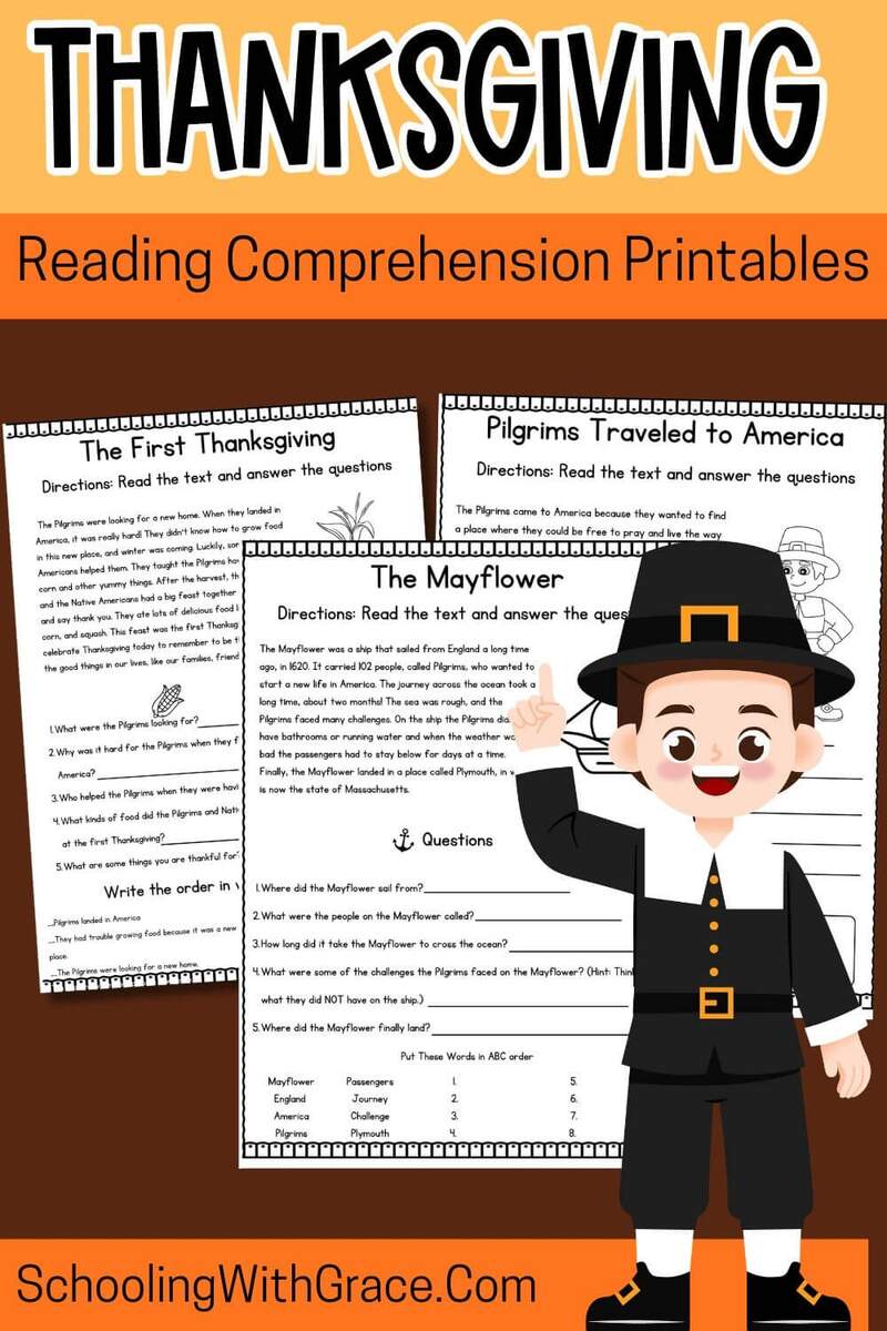 Thanksgiving Reading Comprehension Printables For Kids