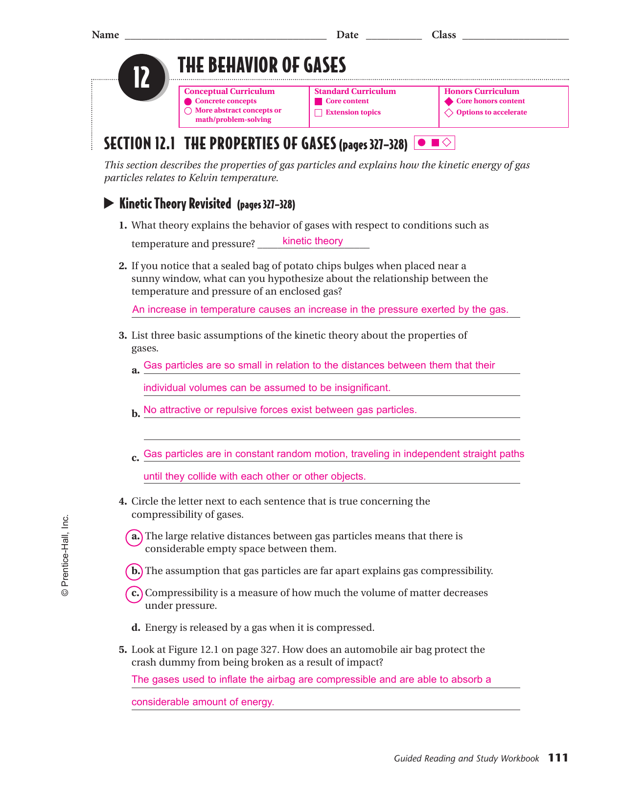 The Behavior Of Gases Workbook