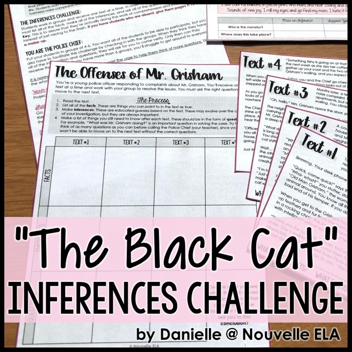The Black Cat By Edgar Allan Poe Inferences Challenge Pre Reading Simulation Nouvelle ELA Teaching Resources