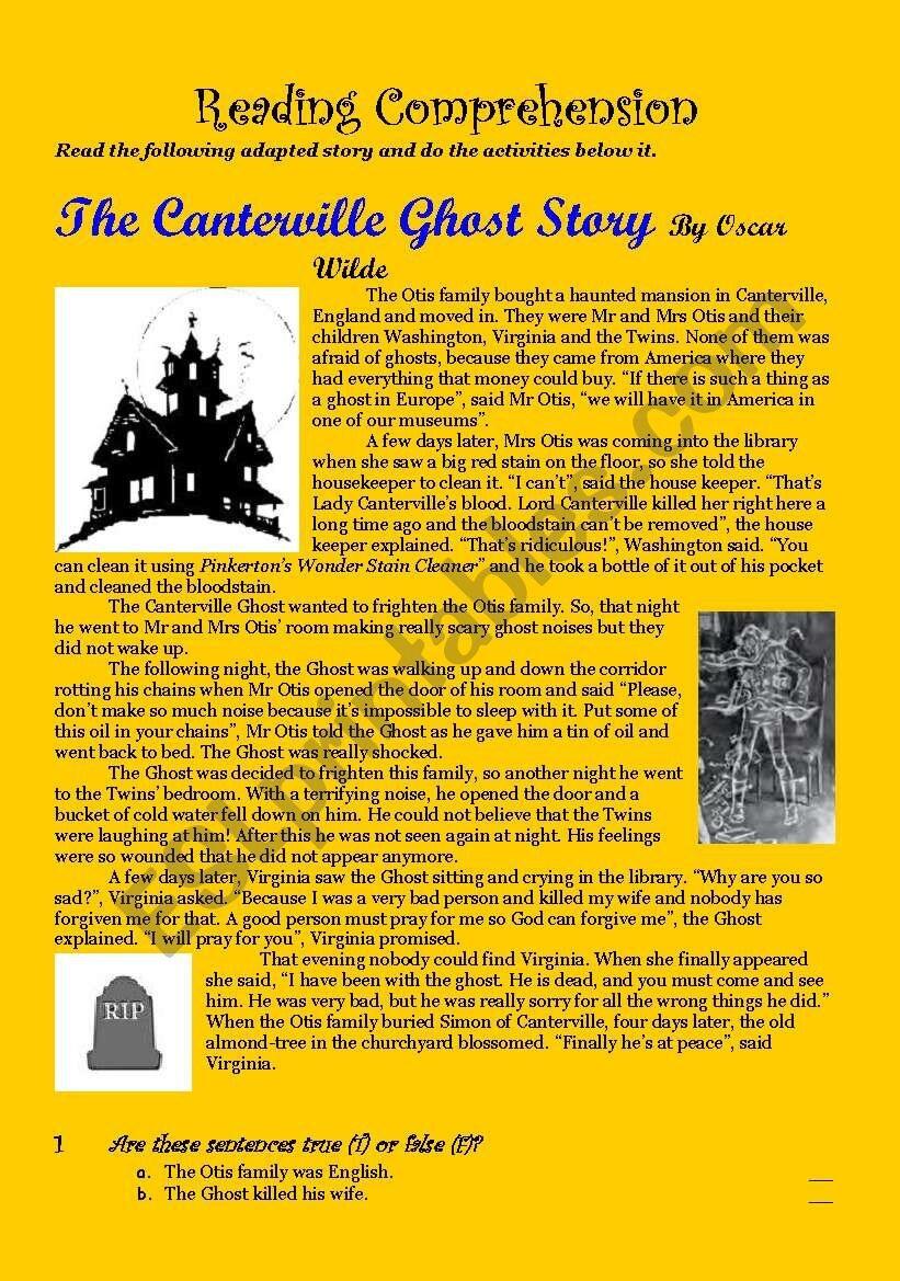 The Canterville Ghost Story Reading Comprehension ESL Worksheet By Miss Paulaey The Canterville Ghost Story Reading Comprehension ESL Worksheet By Miss Paulaey