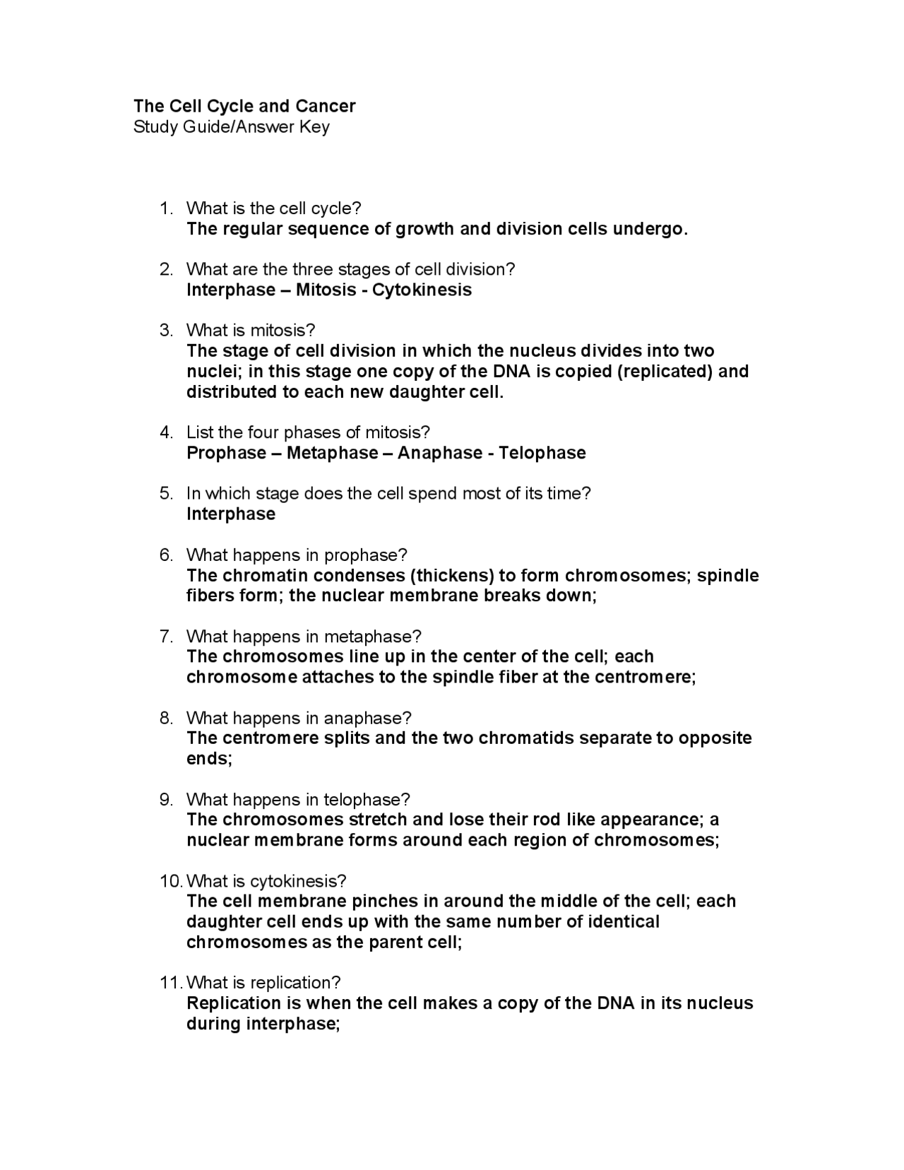The Cell Cycle And Cancer Worksheet Answer Key Exercises Biology Docsity The Cell Cycle And Cancer Worksheet Answer Key Exercises Biology Docsity