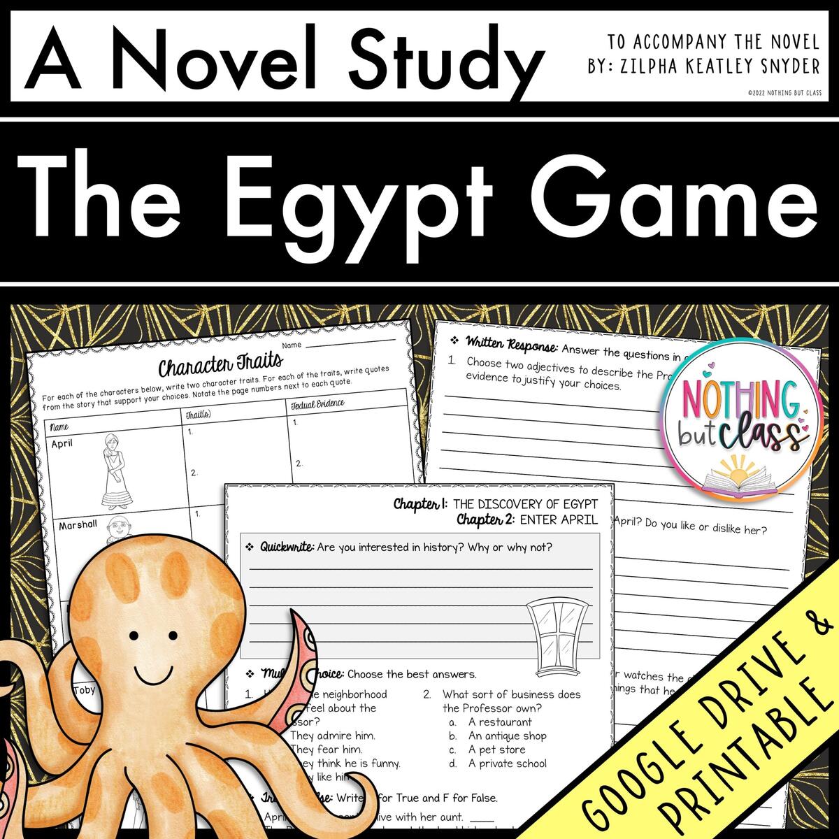 The Egypt Game Novel Study Unit Comprehension And Vocabulary With Activities And Tests Made By Teachers