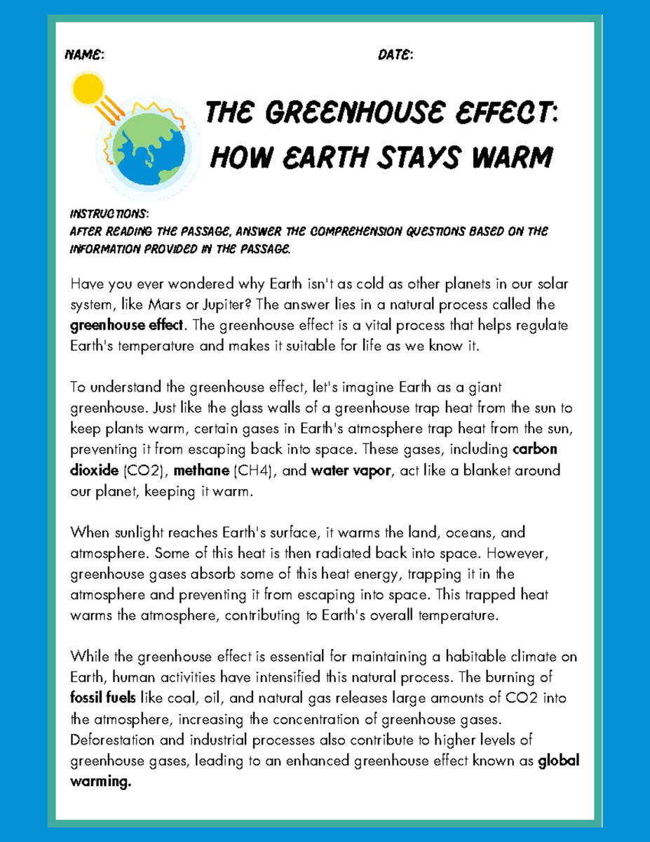 The Greenhouse Effect Explained Reading Passage 1 Insights Studocu