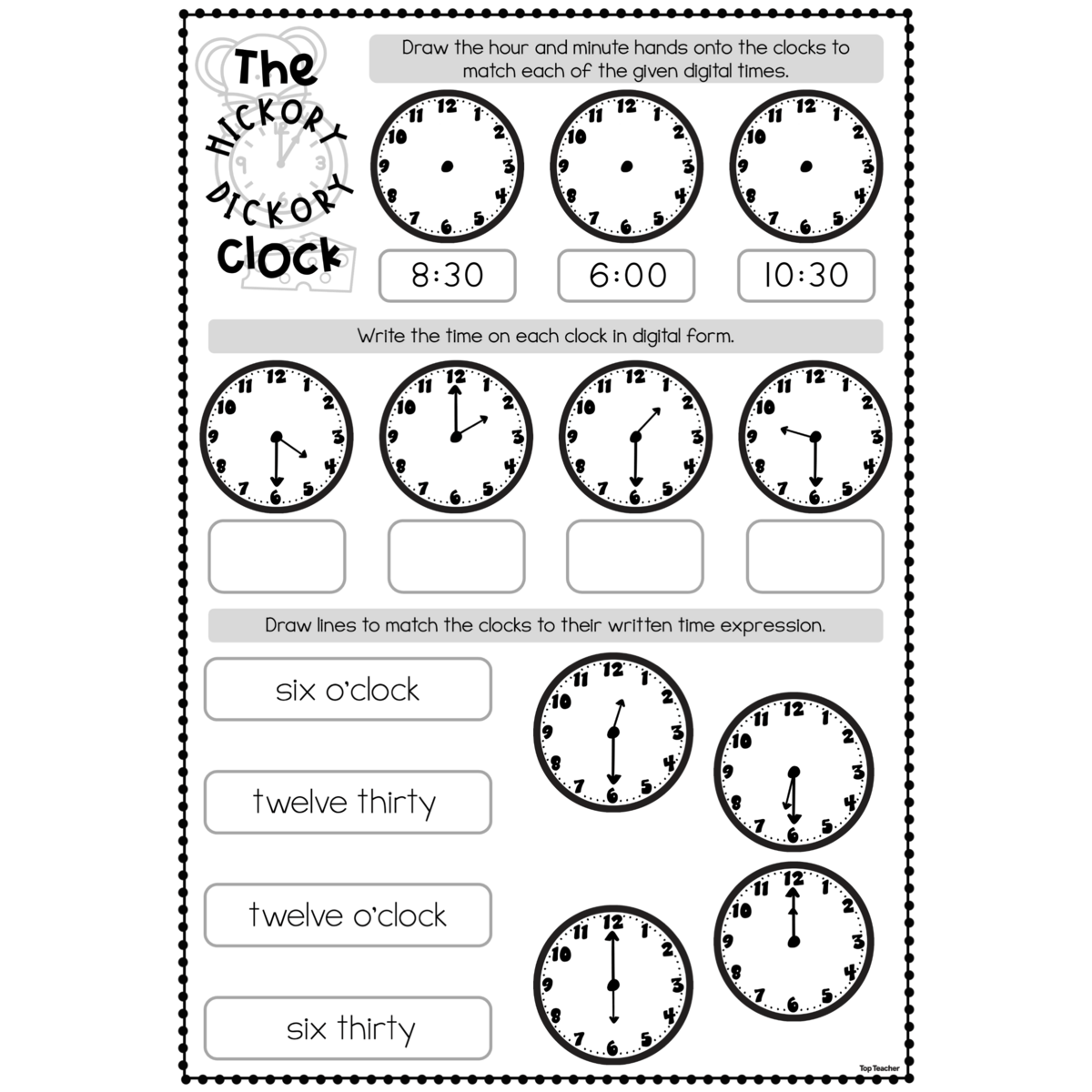 The Hickory Dickory Clock Reading Time Worksheets Top Teacher 3rd Grade Telling Time Worksheets K12 Math Worksheets