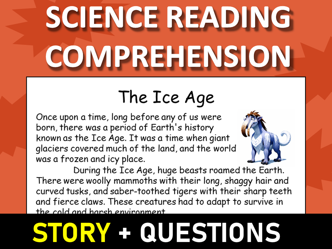 The Ice Age Reading Science Story Comprehension Questions Worksheet Teaching Resources The Ice Age Reading Science Story Comprehension Questions Worksheet Teaching Resources